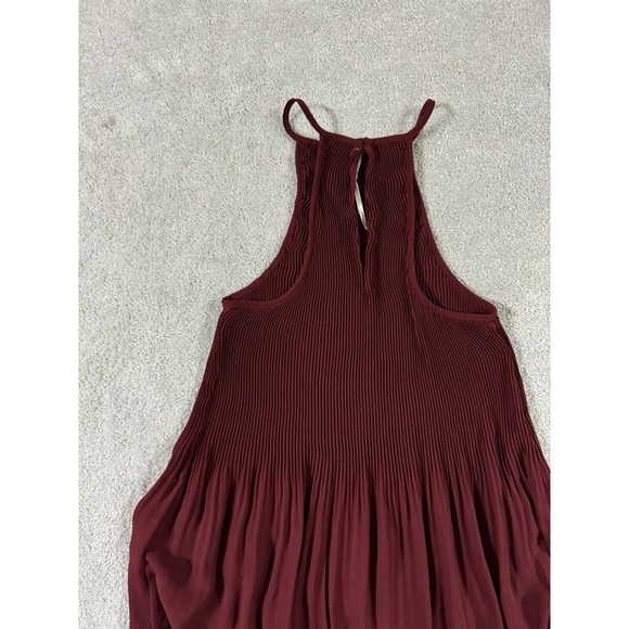 KIMCHI BLUE Rustic Red Accordion-Pleat Flowy A-Line Swing‎ Blouse Sz Sm - Picture 4 of 6